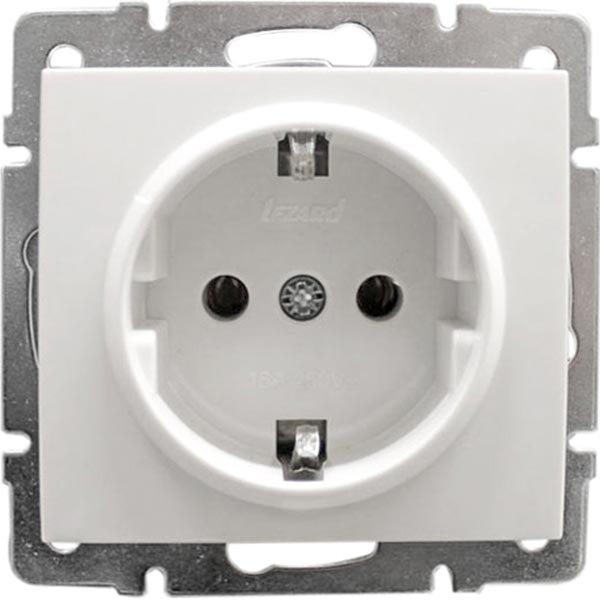 Розетка с заземлением Lezard Rain без шторок белый