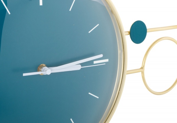 Годинник настінний металевий 40 см блакитний із чорним