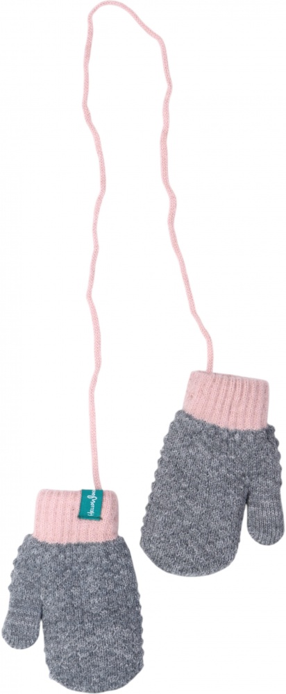 Рукавицы HW для девочек р.10-12 /серо-розовый
