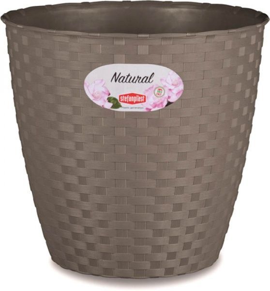 Вазон пластиковий Stefanplast Natural круглий 12,5л сірий (73484) 