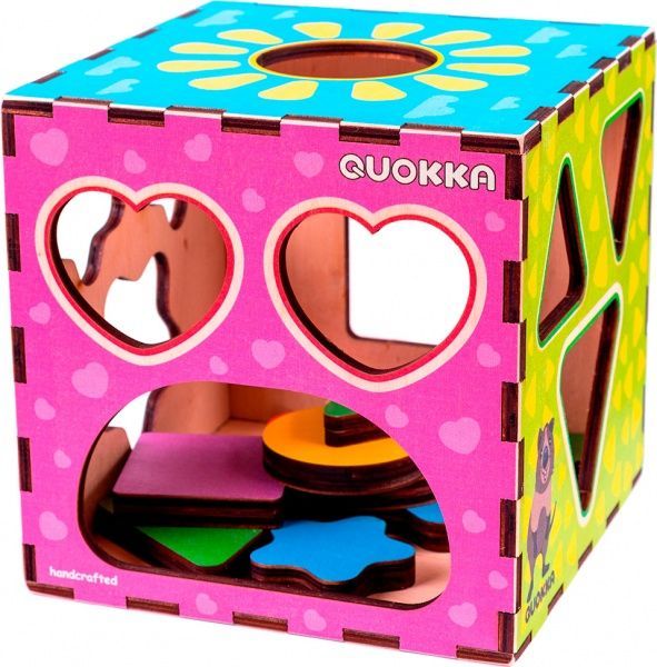 Розвиваюча іграшка Quokka дерев'яний куб-сортер 16 х 16 см. QUOKA003A
