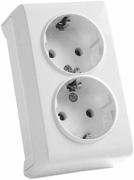 Розетка подвійна із заземленням Viko Vera без шторок білий