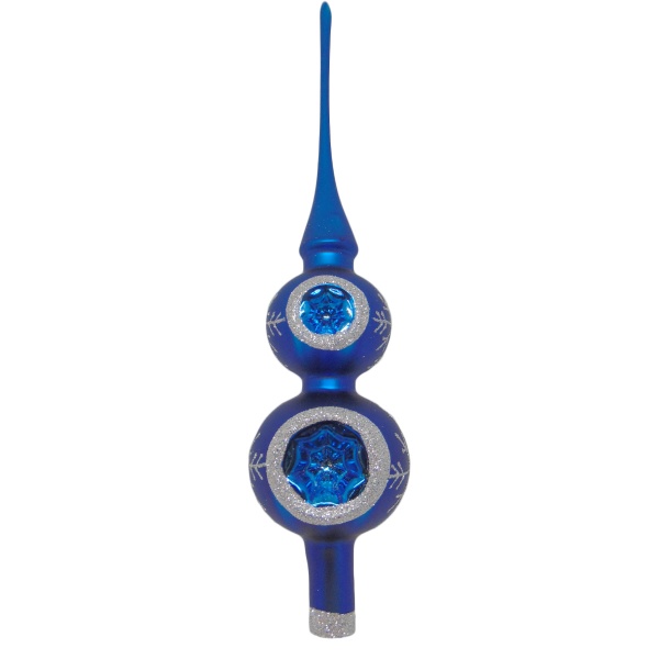 Верхівка для ялинки скляна двохкульова (F413) синій 