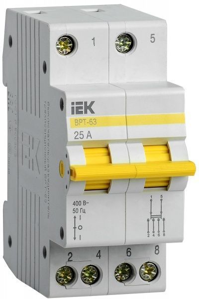 Выключатель нагрузки IEK 3-позиционный ВРТ-63 2P 25 MPR10-2-025