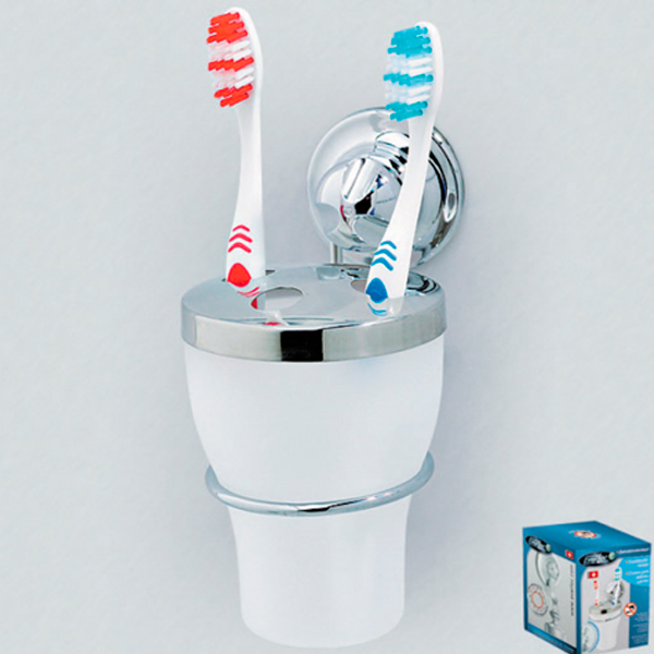 Стакан для зубних щіток EverLoc 10223 на присосках d 53 мм
