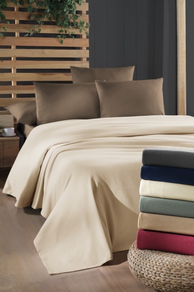 Комплект постільної білизни Pique 2 бежевий із коричневим La Nuit 