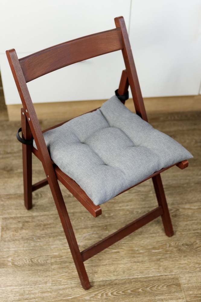 Подушка на стул 40х40 см LEON серая на липучке Прованс