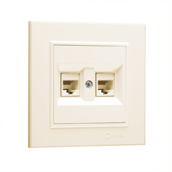 Розетка компьютерная двойная Makel Karea RG-45 САТ 5e слоновая кость