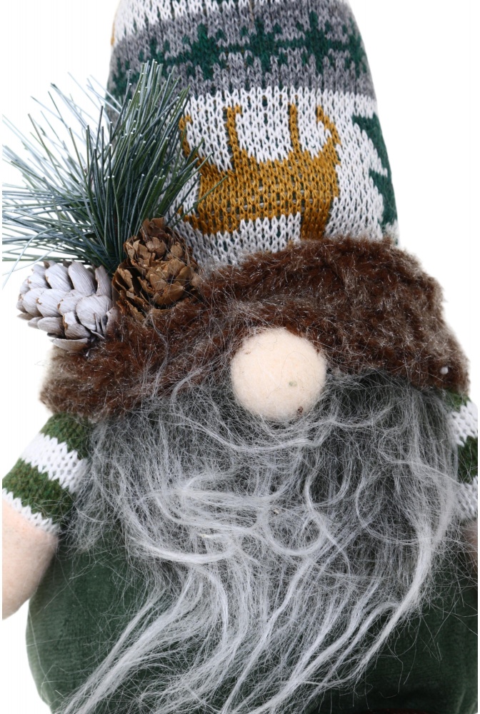 Декорация новогодняя Гном стоящий 15х30 см зеленый дизайн в ассортименте AG23288AB