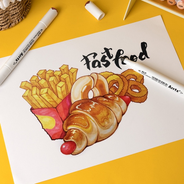 Набор маркеров Arrtx спиртовых Alp ASM-02YL 40 цветов желтый тон LC302185 