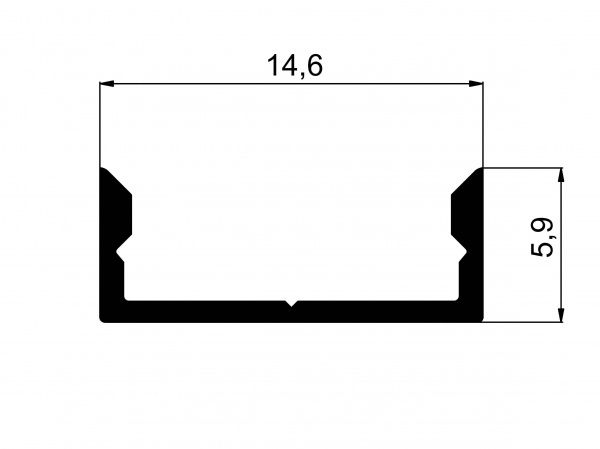 Профиль алюминиевый АЛЮПРО ПАС-3152 Z306/AS анодированный с прозрачной линзой и 2 заглушками 200 см