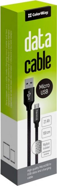 Кабель ColorWay USB - МicroUSB 2.1А 1 м чорний 