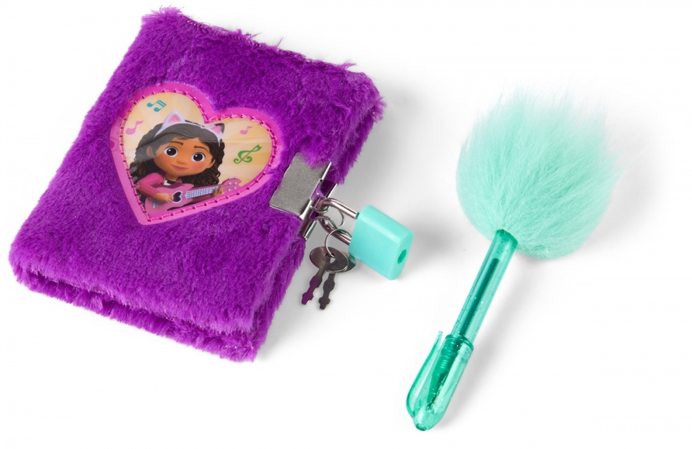 Блокнот Gabby's Dollhouse пушистый на замке с ручкой GD99988