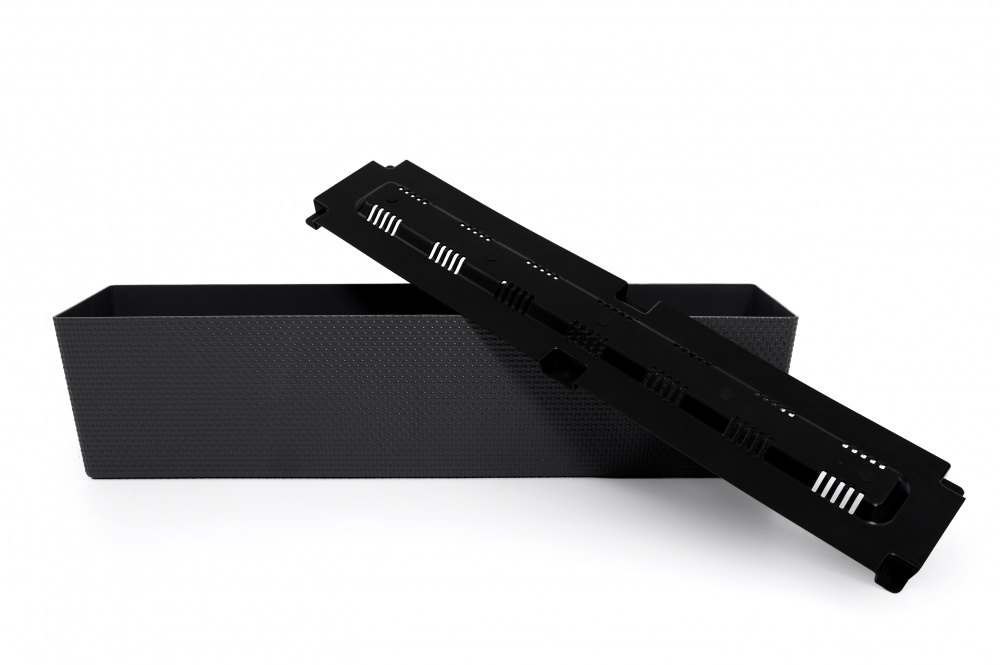 Ящик балконний пластик КАННА зі вставкою прямокутний графіт ММ-Пласт (Bp60gr)