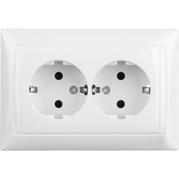 Розетка подвійна із заземленням Титан білий 88373