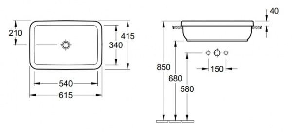 Умивальник Villeroy & Boch Architectura 61,5х41,5 см White Alpine 41676001