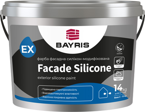 Краска фасадная cиликономодифицированная Bayris FACADE SILICONE мат белый 14кг 