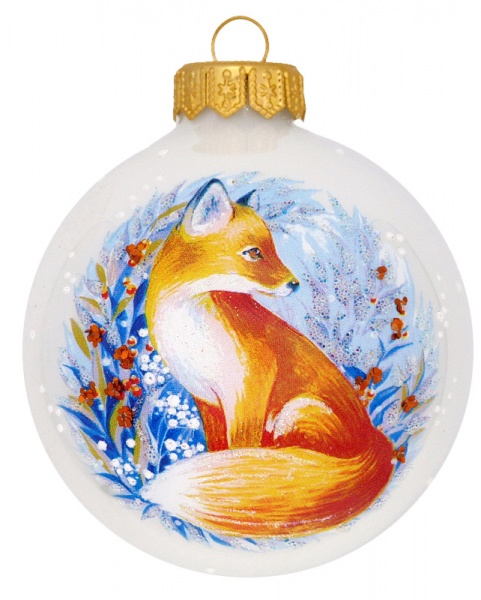 Набор елочных шаров с художественным рисунком 80 мм белый перламутровый 80Dхд(1)/2