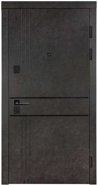 Двері вхідні Булат К-8 (квадро) 539/237 mamba morion / рустик авиньйон блан 2050x850 мм праві