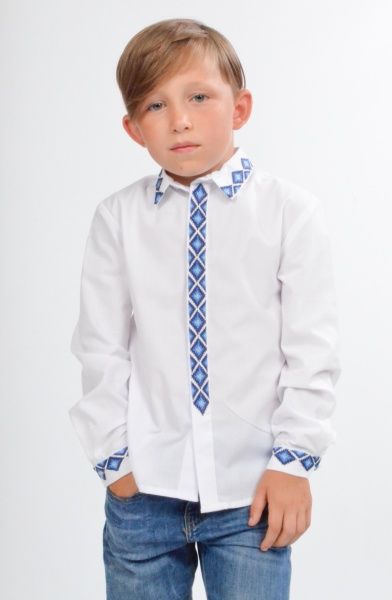 Вишиванка для хлопчиків Едельвіка 151-20/09 з синьою вишивкою р.122 білий 