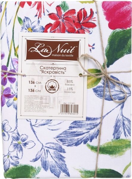 Скатерть Красочность 136x136 см белый с принтом La Nuit 