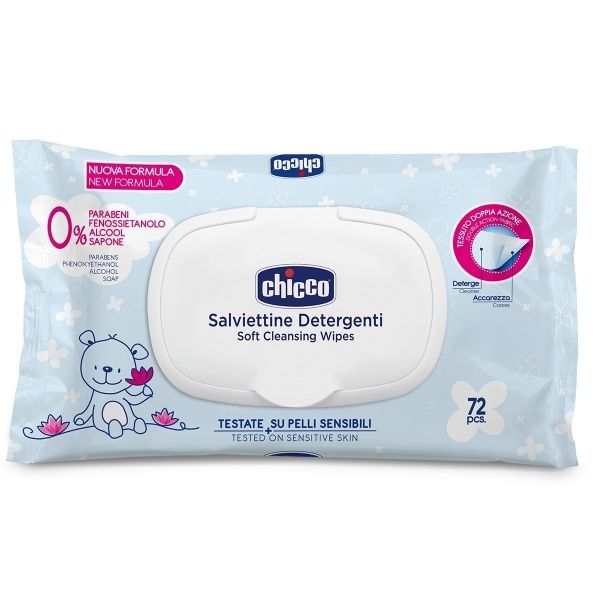 Детские влажные салфетки Chicco мягкие очищающие 72 шт.
