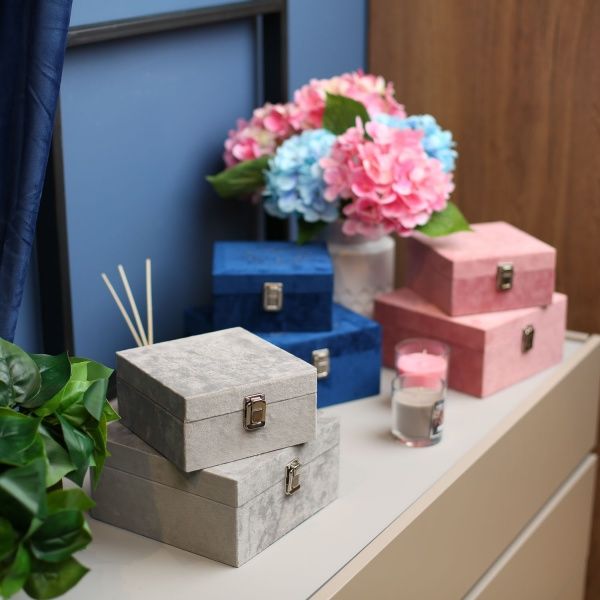 Сундучок Бабочка пудровый 16x16x8 см