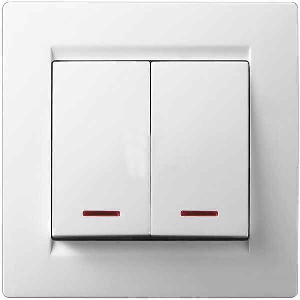 Вимикач двоклавішний UP! (Underprice) One з підсвіткою 220В білий 706-0202-112