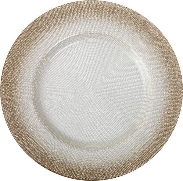 Блюдо кругле 33 см срібно-біле Arda Cam 