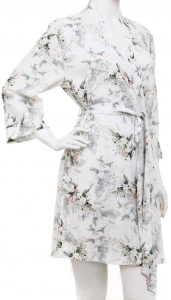 Халат женский SUMMER принт цветочный букет р. XXL молочный