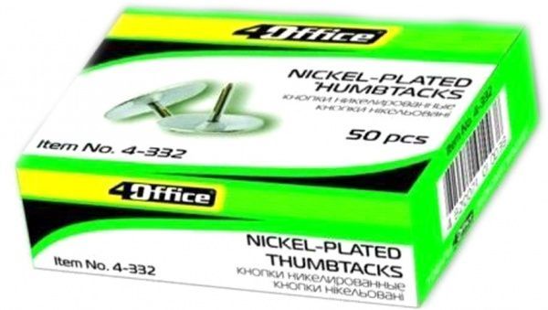 Кнопки канцелярські 4Office металічні 50 шт. 