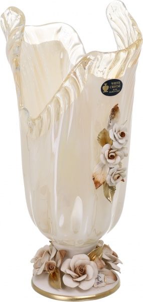 Ваза стеклянная бежевая Nabil 21x21x44 см VS1225/AVR/CGY White cristal