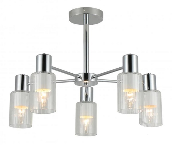 Люстра Miorro Impero метал/стекло 5x40 Вт E14 хром/белый 51-311-061