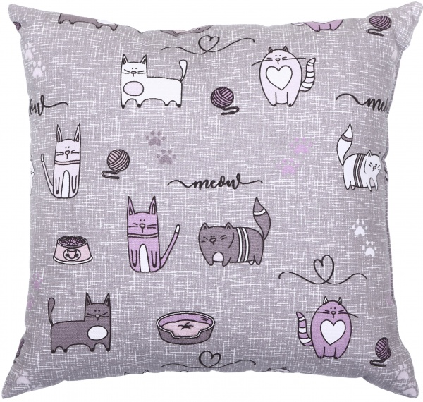 Подушка декоративна Кіт на кухні 40x40 см сіро-бузковий Homeline 
