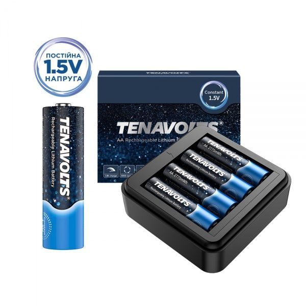 Акумулятор TENAVOLTS Lithium 1,5 В із зарядним пристроєм AA (R6, 316) 4 шт. (717) 