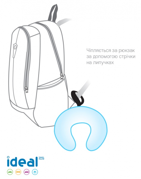 Подушка для путешествий Ideal 30х35х10 см голубая Sonex