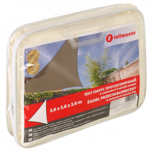 Тент-парус POLI треугольник 3,6x3,6x3,6 м белый 