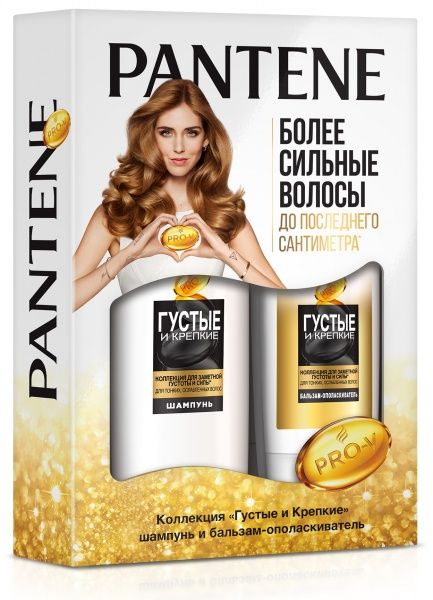 Подарочный набор для женщин Pantene шампунь + бальзам-ополаскиватель Густые и крепкие