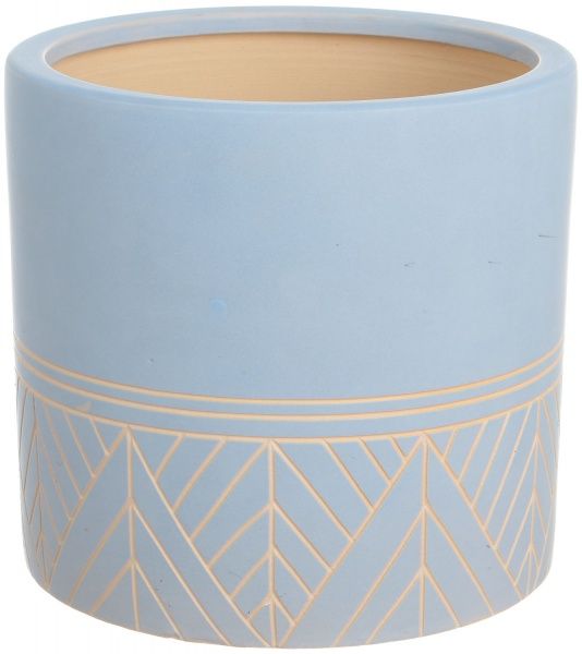 Горщик Viet Thanh Ceramic з блюдцем циліндр з різьбою 25х24 см VT.11370-1 круглий ніжно-блакитний 
