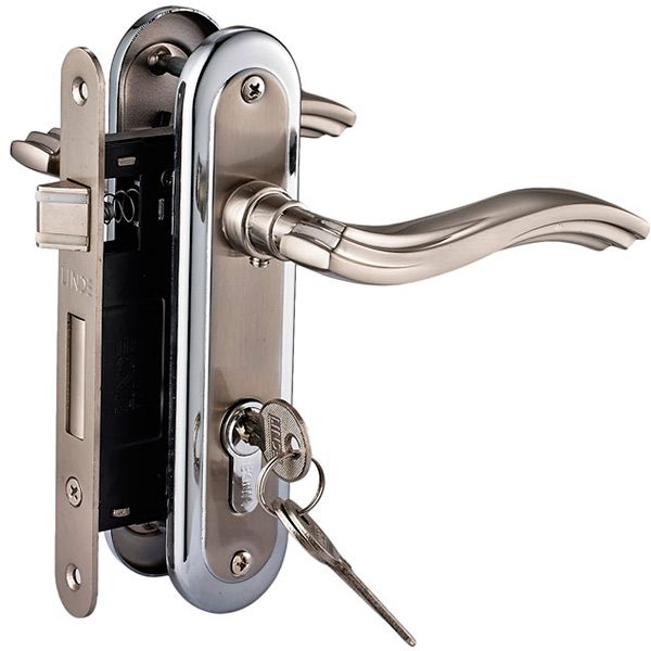 Замок врезной с ручками  Linde А-2002 PZ SN/CP PZ 62,5 мм хром/