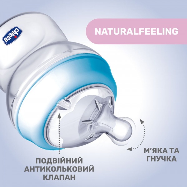 Пляшка дитяча Chicco Natural Feeling NEW 250 мл 2м+