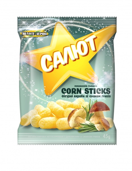Палички кукурудзяні Золоте зерно фігурні вироби з грибами Салют 45 г