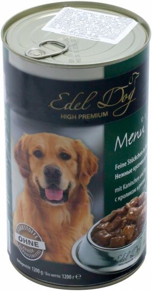 Корм Edel Dog кусочки с кроликом и рисом 1200 г