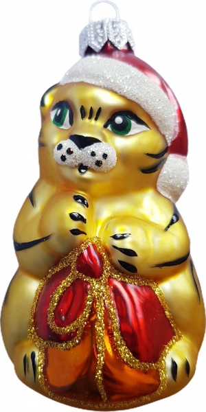 Елочная игрушка Тигрёнок с подарком 9,4 см 1180M