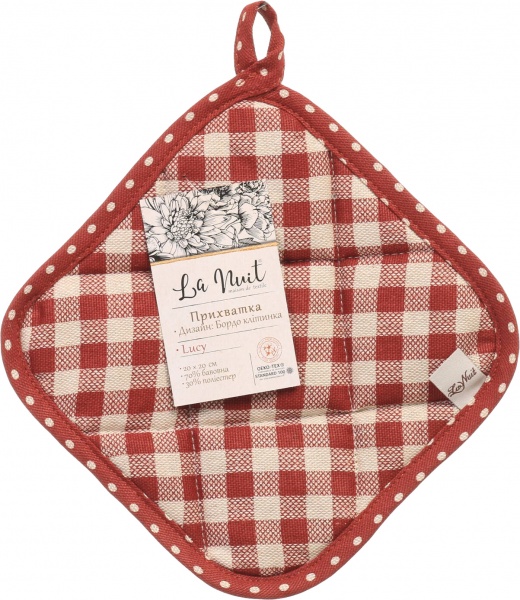 Прихватка Lucy Бордо клітинка 20x20 см червоний La Nuit 