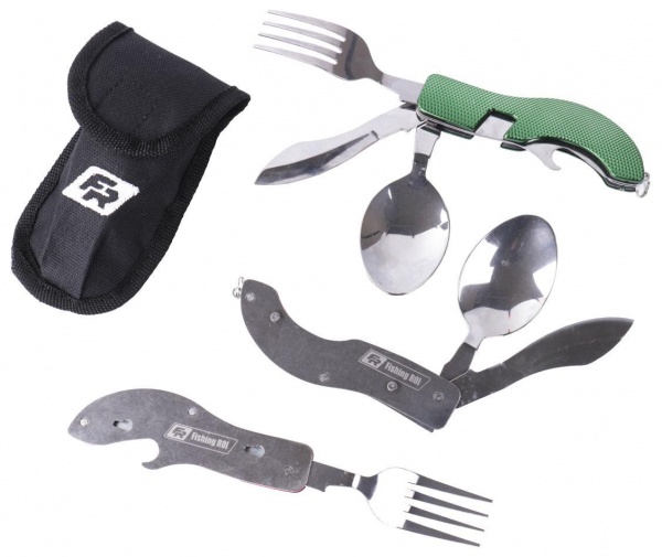 Ложка-вилка Fishing ROI туристическая 4 в 1 Green