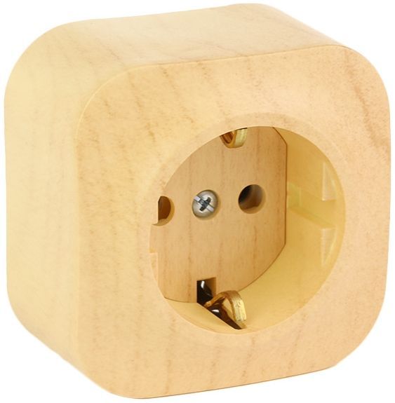 Розетка із заземленням Legrand Quteo 2К+З без шторок дерево світле 782271