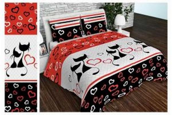 Комплект постельного бельяЧерная кошка бежевый с черным 