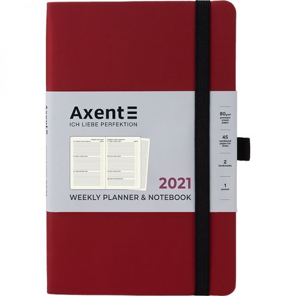 Еженедельник 2021 Partner Soft А5- бордо Axent 46569