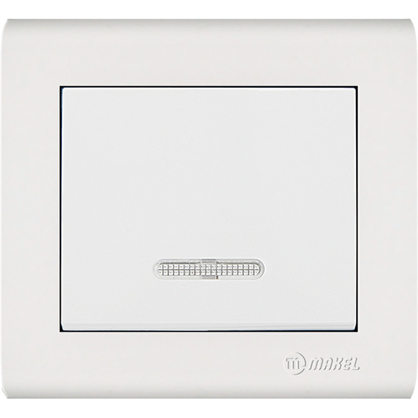 Выключатель одноклавишный Makel Manolya с подсветкой 10 А 250В белый 41001021